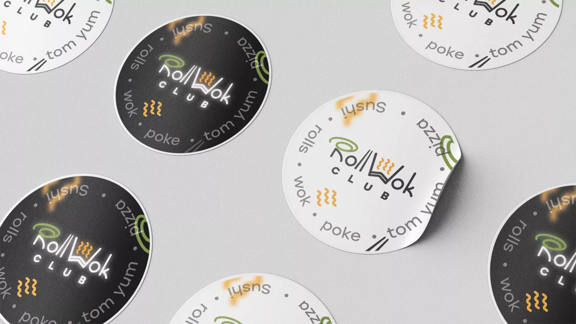 Разработка наклеек для суши-бара «Roll Wok Club» в Борисоглебске
